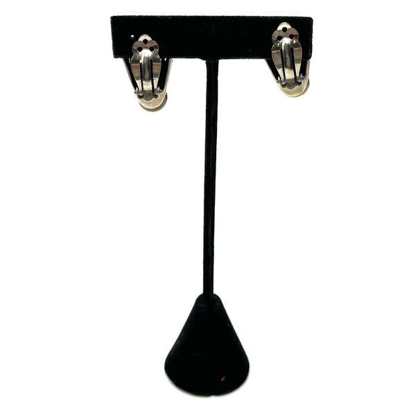 Collectible 90s Lisa Jenks Sterling Silver Triangle Cut-Out Clip-on Earrings EUC - Picture 3 of 8